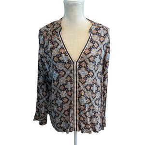 O'Neill Shirt Top Blouse Women's Medium Floral Long Sleeve V Neck